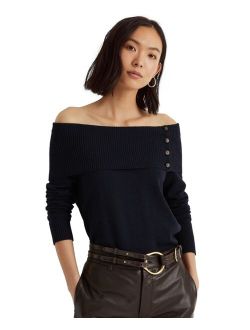 Off-The-Shoulder Cotton-Blend Sweater