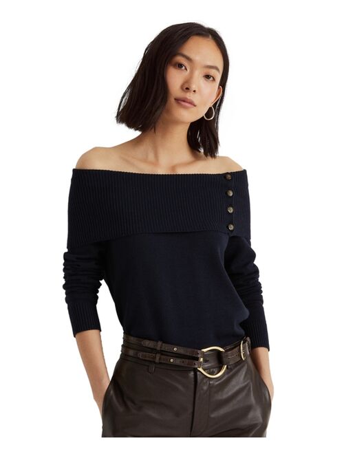 Polo Ralph Lauren Off-The-Shoulder Cotton-Blend Sweater