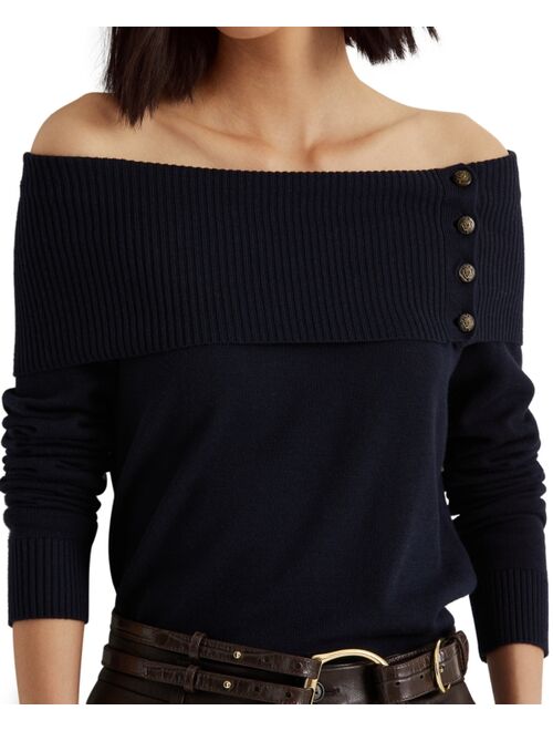 Polo Ralph Lauren Off-The-Shoulder Cotton-Blend Sweater