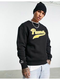 varsity logo sweatshirt in black and yellow