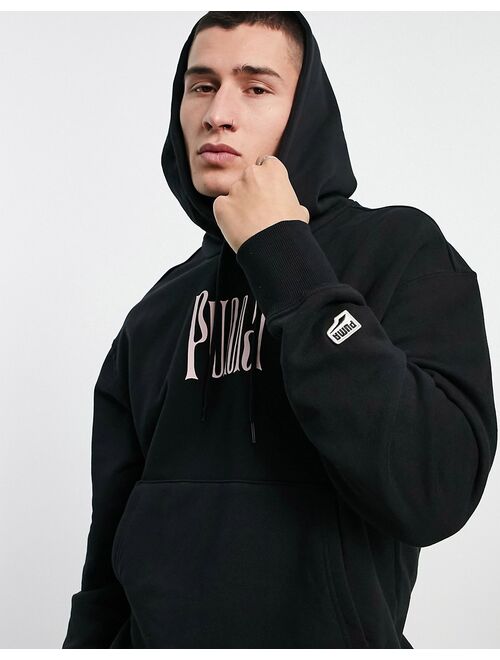 Puma Downtown oversized hoodie in black and pink - exclusive to ASOS