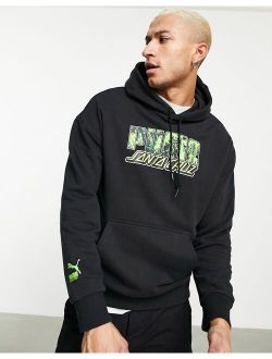 x Santa Cruz graphic hoodie in black and lime green