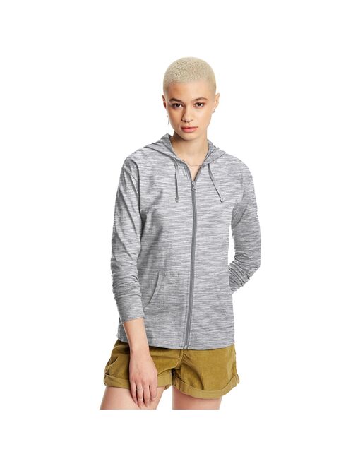 Women's Hanes® Slub Jersey Full Zip Hooded Sweatshirt