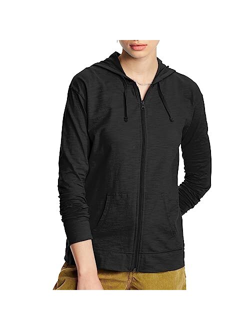 Women's Hanes® Slub Jersey Full Zip Hooded Sweatshirt