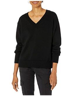 Amazon Brand -   Women's 100% Cotton Oversized Fit V-Neck Pullover Sweater