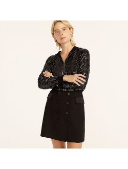 Sequin reversible zip-up turtleneck sweater