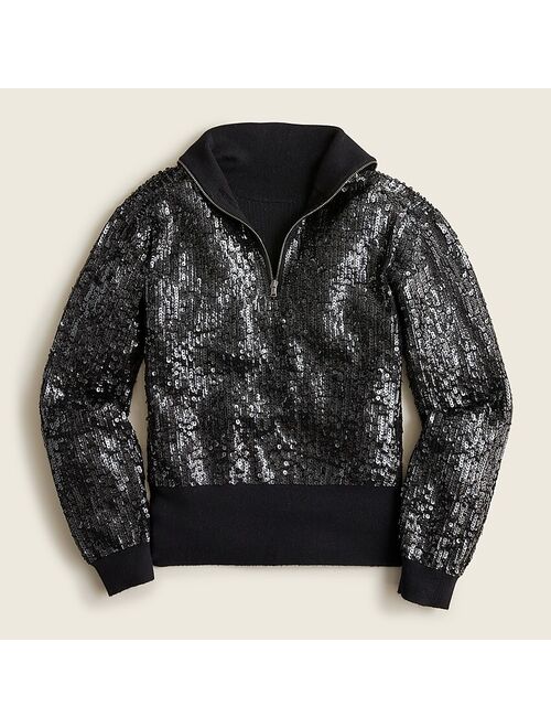 J.Crew Sequin reversible zip-up turtleneck sweater
