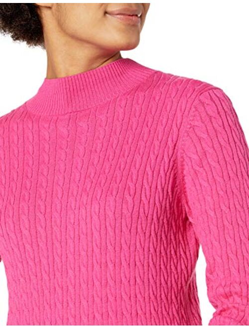 Amazon Essentials Women's Classic-fit Lightweight Cable Long-sleeve Mockneck Sweater