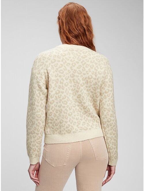GAP Leopard Print Luxe Crewneck Sweater