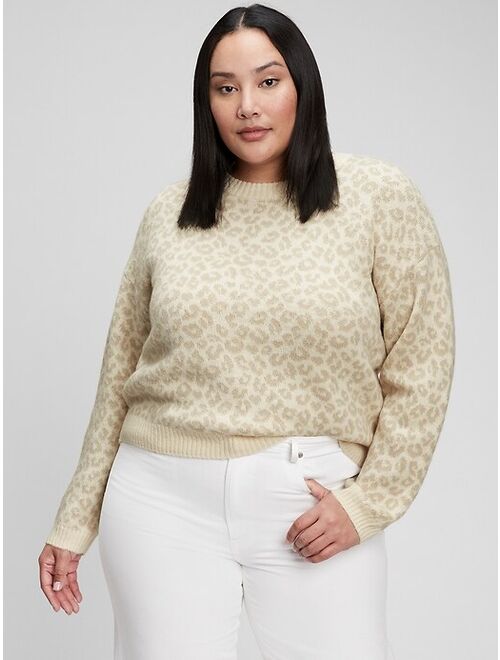 GAP Leopard Print Luxe Crewneck Sweater