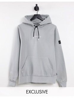 ASOS Exclusive reverse chest logo hoodie in gray