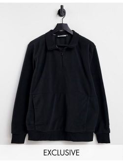 ASOS Exclusive polar fleece half zip sweatshirt in black