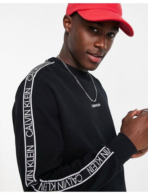 Calvin Klein central & tape logo sweatshirt in black