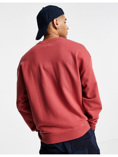 Levi's red tab crew sweatshirt with small logo in garment dye marsala red