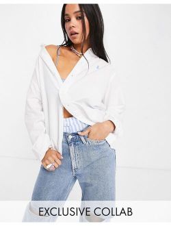x ASOS exclusive collab logo oversized shirt in white