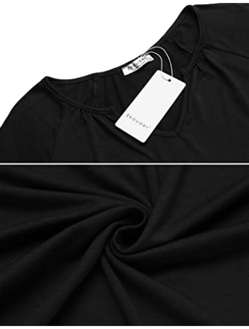 Ekouaer Women’s Pajamas Set Long Sleeve Sleepwear with Long Pants Soft Loungewear Sets V-neck Pjs Set with Pockets S-XXL