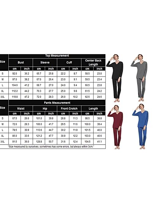 Ekouaer Women’s Pajamas Set Long Sleeve Sleepwear with Long Pants Soft Loungewear Sets V-neck Pjs Set with Pockets S-XXL