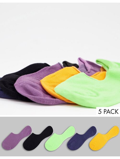 Asos Design 5 pack liner socks in color block