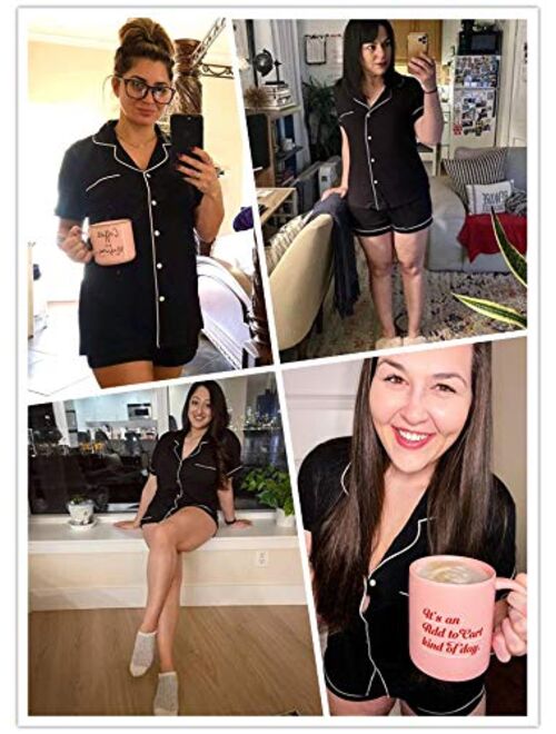 ADOME Women's Pajama Set Short Sleeve Sleepwear Button Down Nightwear 2 Piece Pjs Top and Shorts