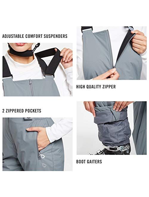 BALEAF Women's Insulated Waterproof Ski Bib Overalls Snow Windproof Snowboarding Pants