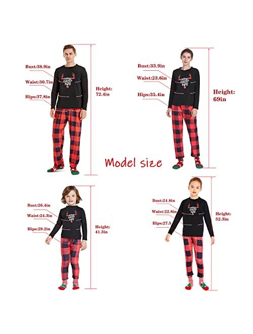 JSuroviec Matching Family Christmas Pajamas Set, Plaid Xmas PJs Loungewear Sleepwear Set for Women/Men/Kids/Couples