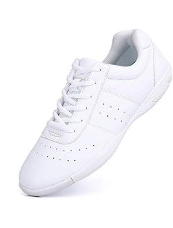 Mfreely Cheer Shoes for Women Cheerleading Athletic Dance Shoes Flats Girls Tennis Walking Sneakers White