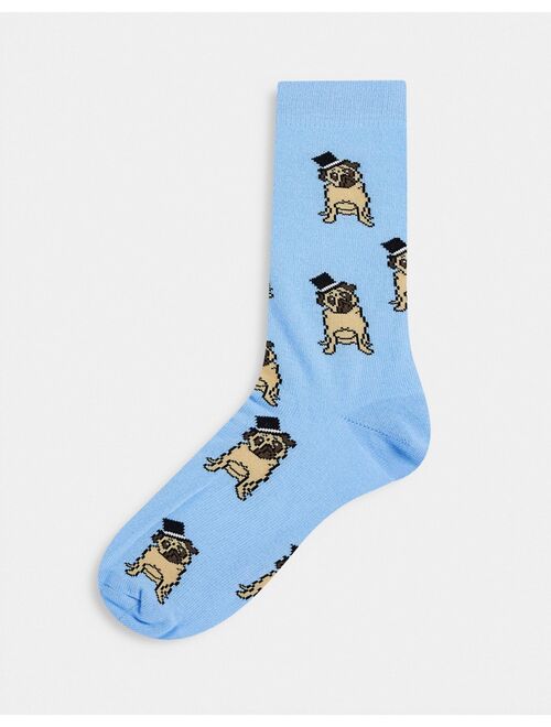 Asos Design 3 pack crew socks with dogs in hats print