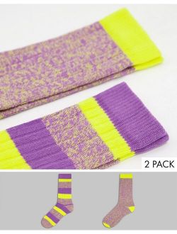 2 pack boot socks in color block and stripes
crew socks