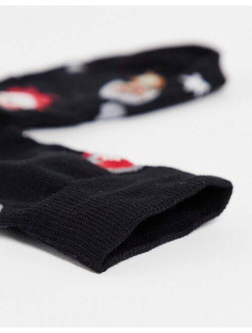Asos Design christmas santa and rudolph in space crew socks