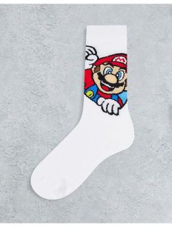 Super Mario Crew Socks in White