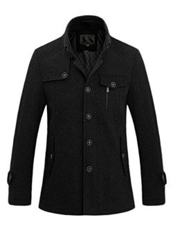 Men's Fashion Single Breasted Wool-Blend Sherpa Lined Insulated Pea Coats
