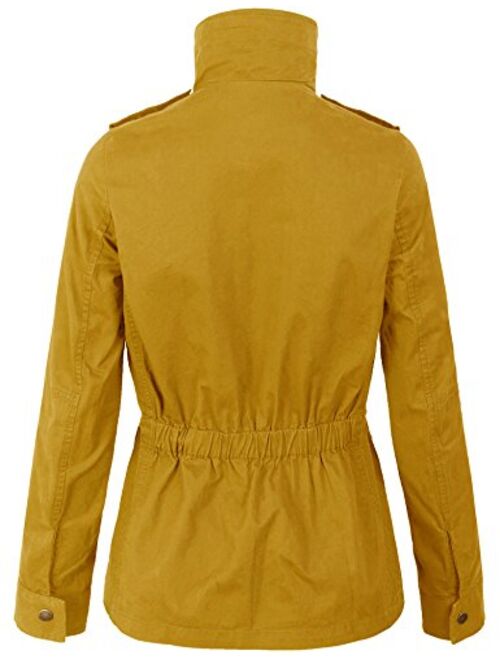 KOGMO Womens Military Anorak Safari Jacket with Pockets