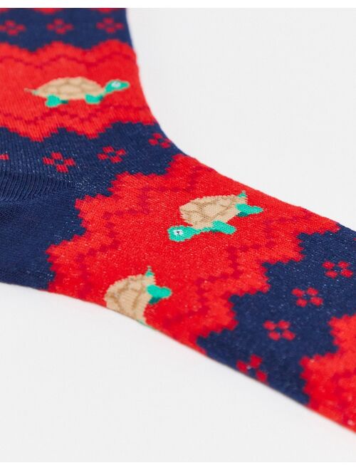 Asos Design christmas fairisle turtle ankle socks