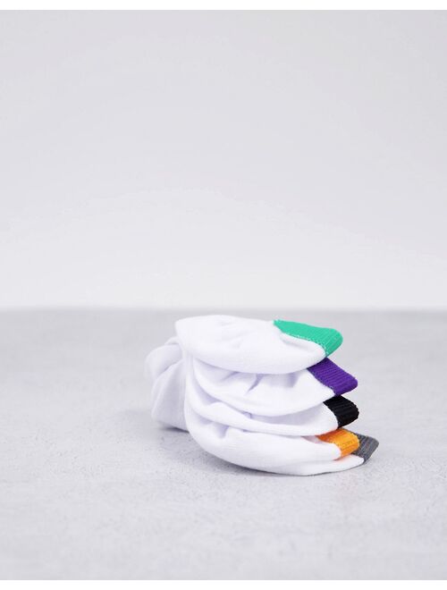 Asos Design 5 pack liner socks in white with color block