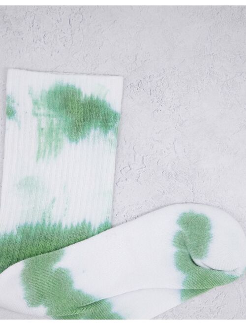 Asos Design striped tie dye sports sock in green
