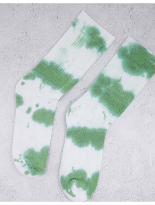 Asos Design striped tie dye sports sock in green