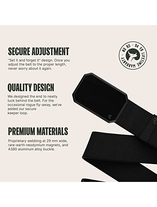 Groove Life Groove Belt by Groove Life - Men's Stretch Nylon Belt with Magnetic Aluminum Buckle, Lifetime Coverage