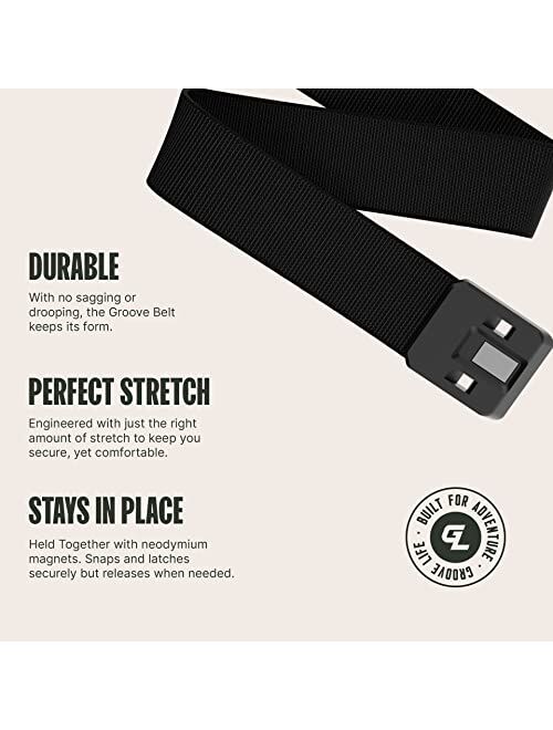 Groove Life Groove Belt by Groove Life - Men's Stretch Nylon Belt with Magnetic Aluminum Buckle, Lifetime Coverage