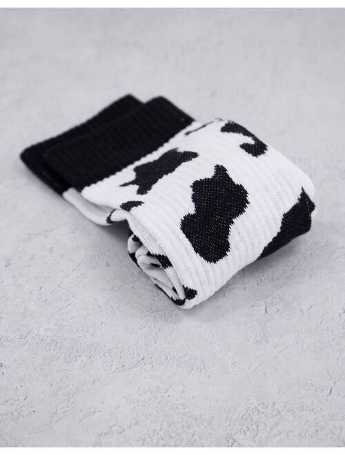 Asos Design cow design print sports crew sock