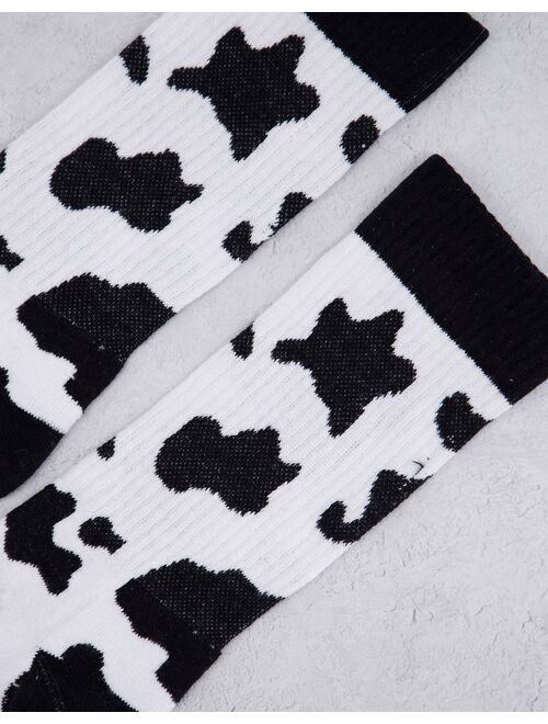Asos Design cow design print sports crew sock