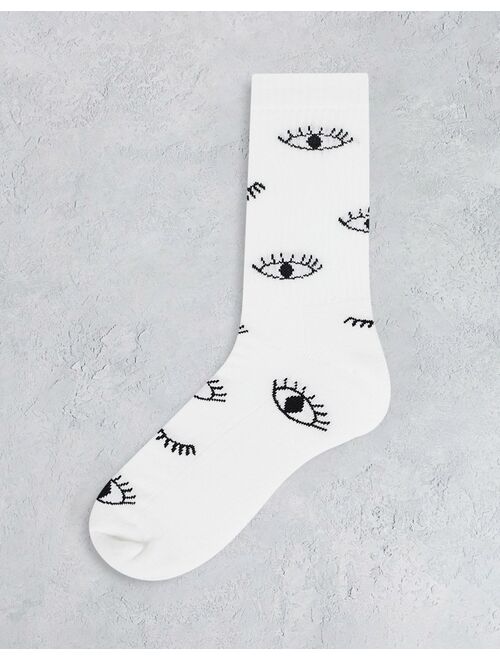 Asos Design eye blinking sport socks in white
