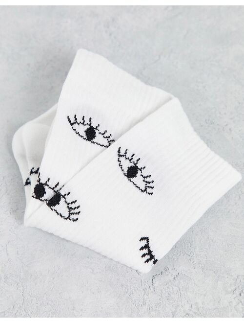 Asos Design eye blinking sport socks in white