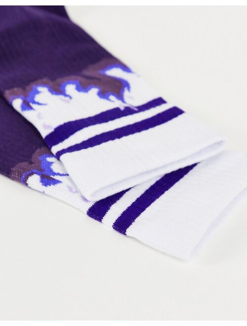 Asos Design purple flame sports crew sock