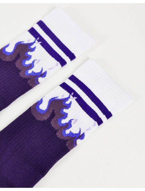 Asos Design purple flame sports crew sock
