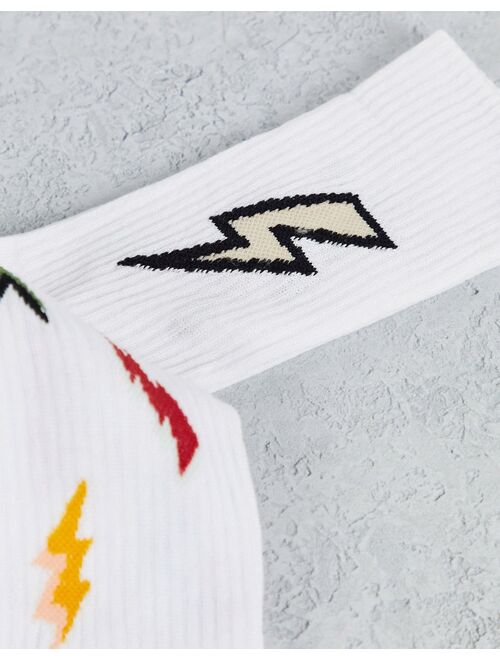 Asos Design 2 pack colorful lightening bolt sports socks