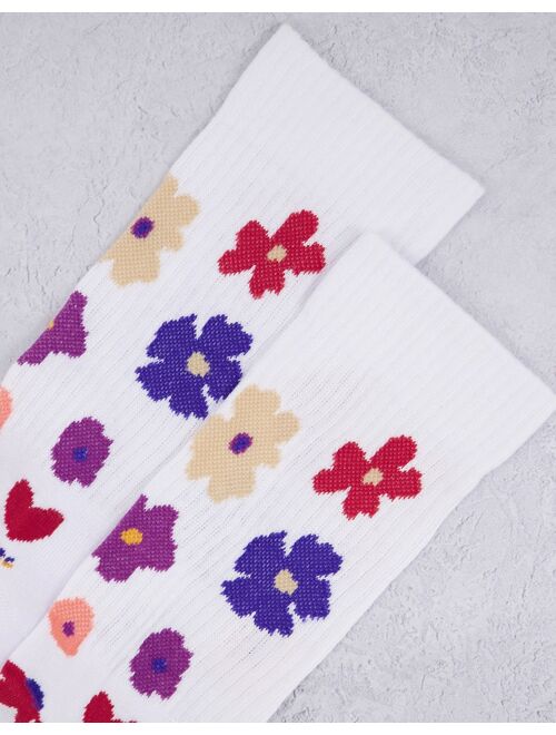 Asos Design naive floral print sports crew sock