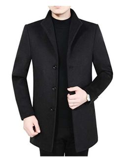 Men's Thickened Shawl Collar Single Breasted Quilted Wool Top Coat