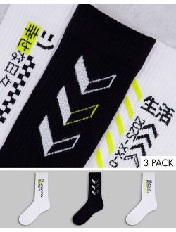 3 pack sports sock with Japanese logos