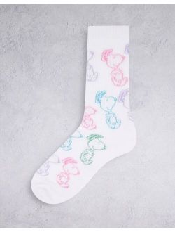 all over Snoopy print sport crew socks in white