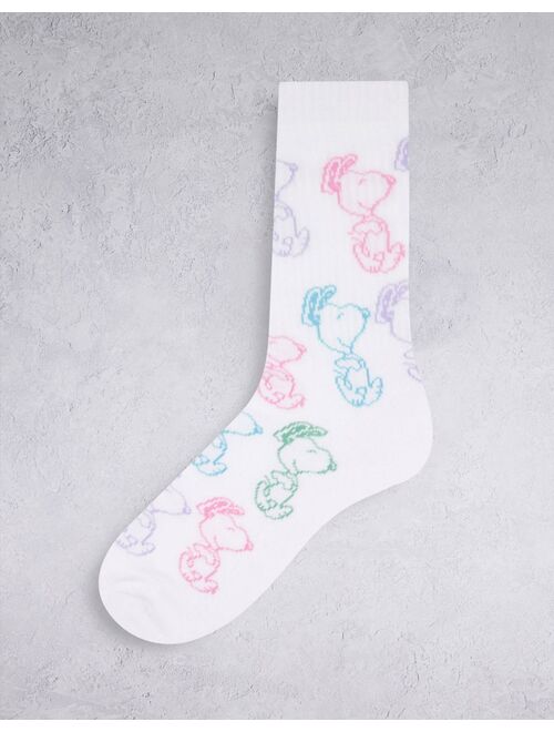 Asos Design all over Snoopy print sport crew socks in white